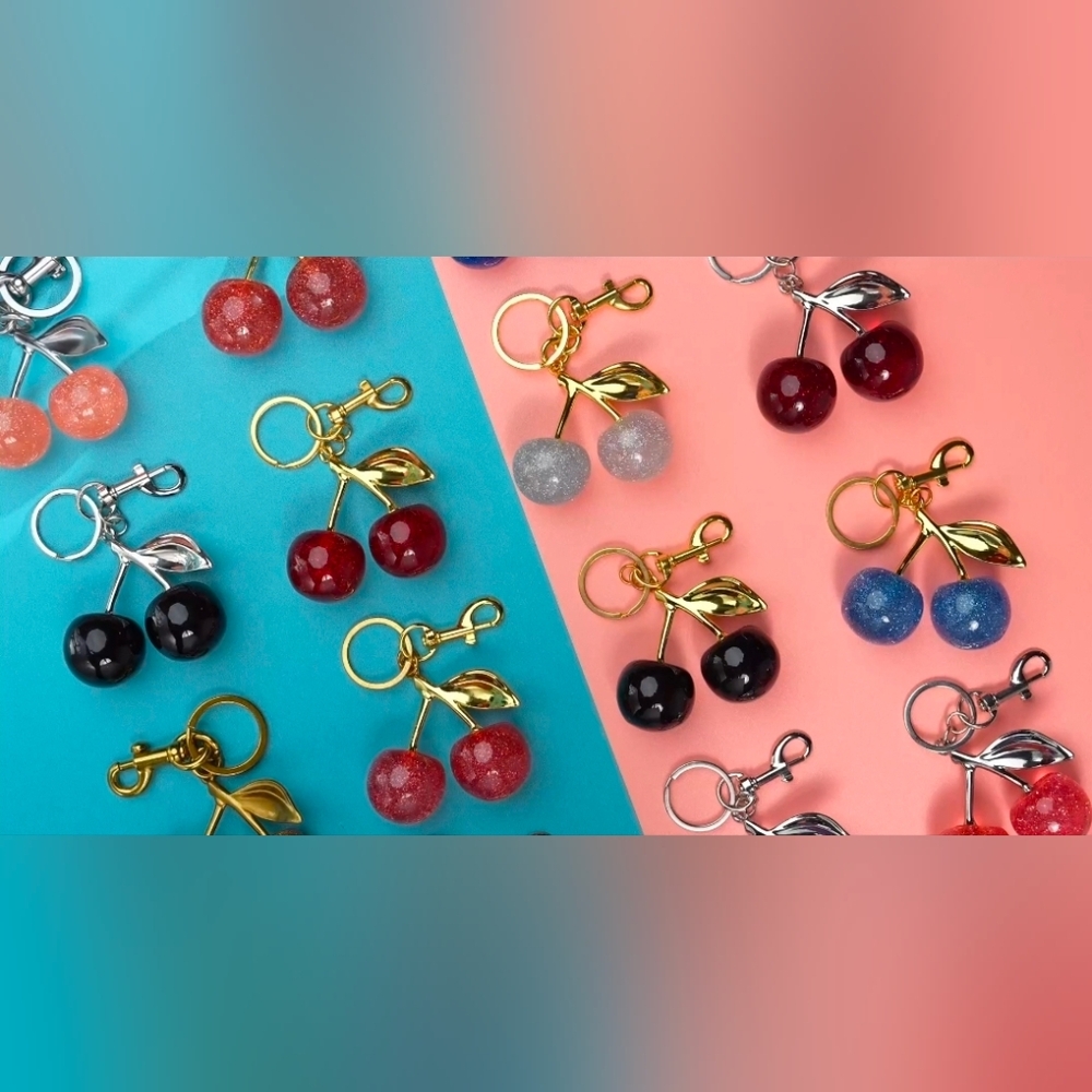 2 High Quality Cherry Charm/Keychain In Premium Resin/Metal - Picture 7 of 13